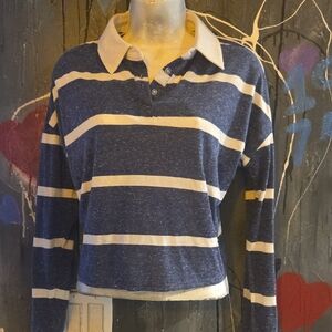 Self Esteem Blue and White Striped Shirt